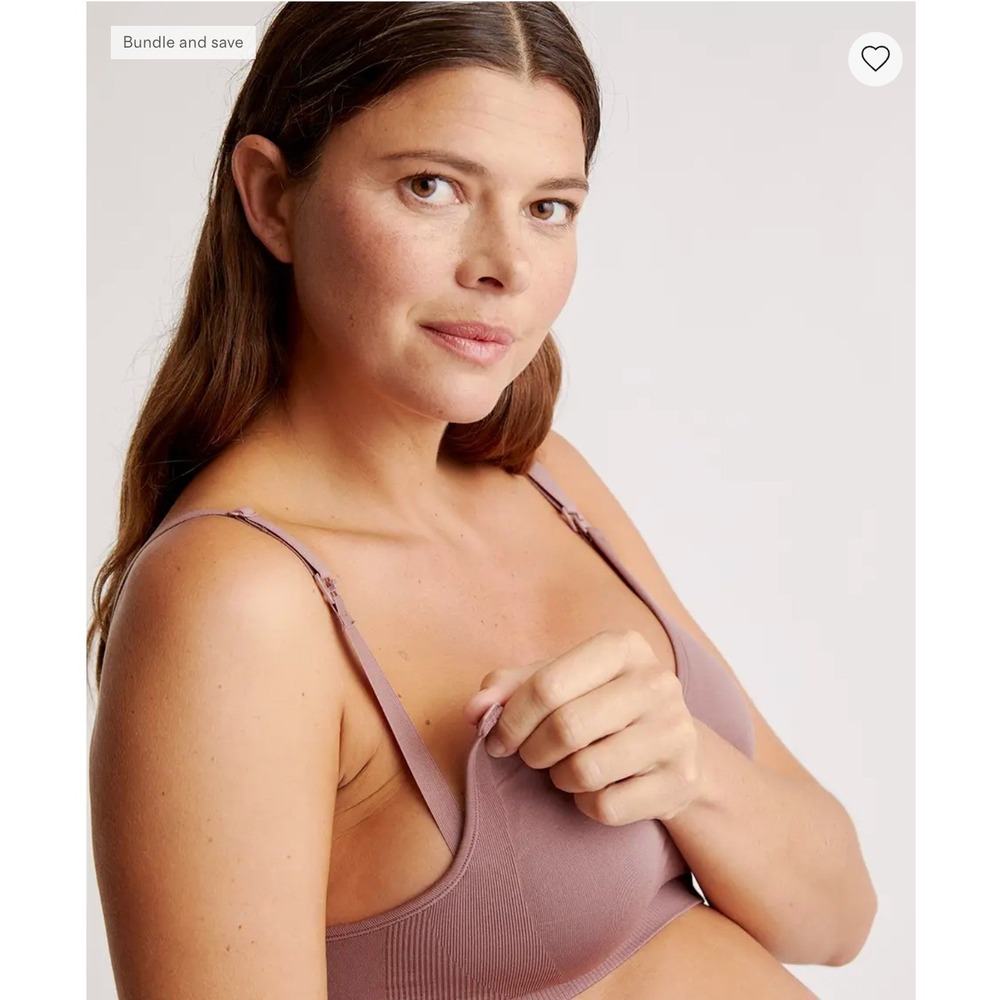 Quince Nursing Bra Womens Size L Pink Seamless Wireless Removable Pads extender